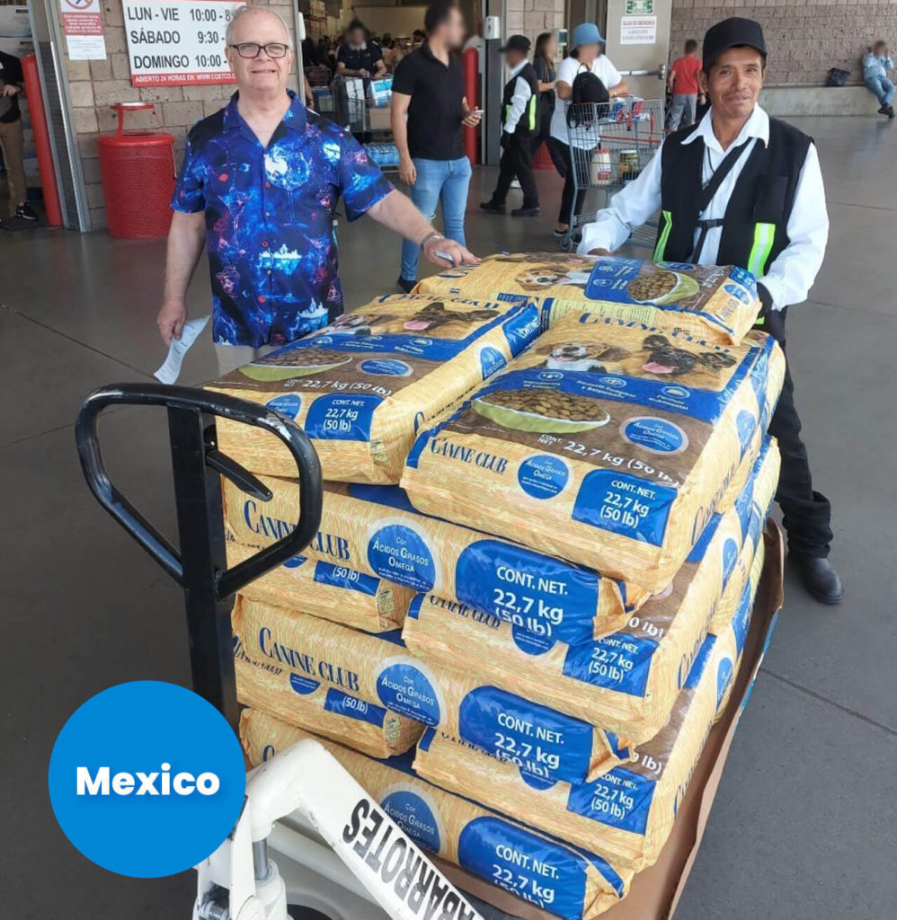 Pet food brought to St. Vincent’s Home shelter in Guadalajara, Mexico